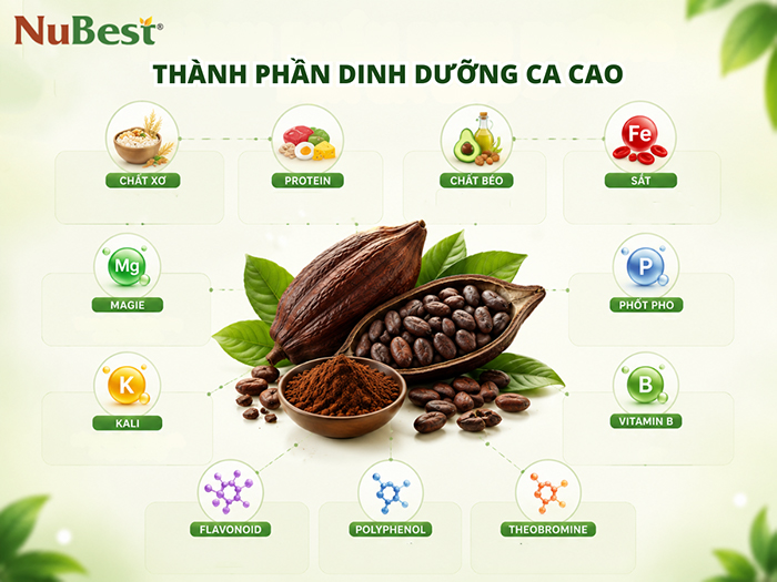 Thành phần dinh dưỡng của ca cao.
