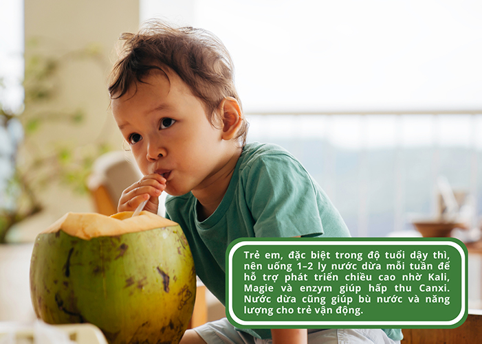 Nước dừa tốt cho trẻ em, thanh thiếu niên, hỗ trợ bổ sung khoáng chất