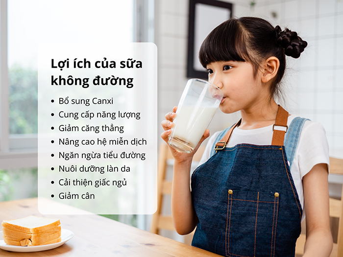 Lợi ích sức khỏe khi uống sữa không đường