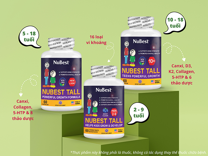 Bộ 3 sản phẩm TPBVSK của NuBest Tall (Hoa Kỳ) hỗ trợ phát triển xương