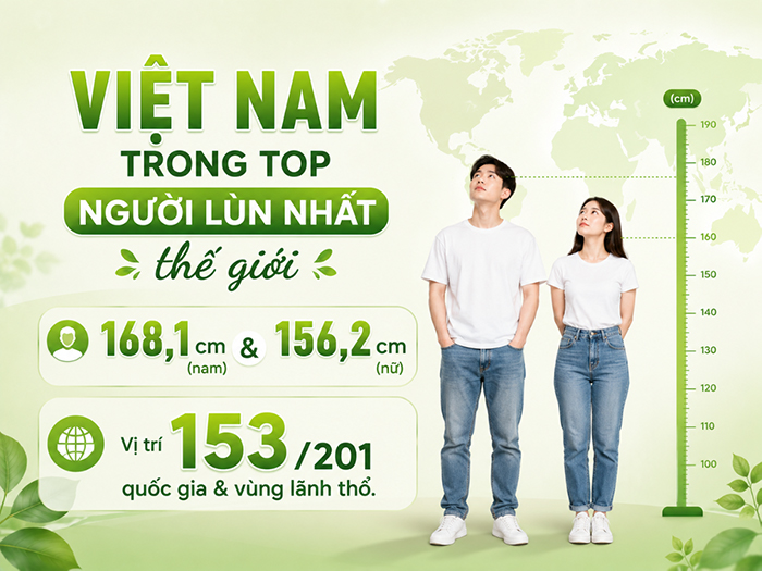 Vị trí của người Việt trên bản đồ chiều cao của thế giới.