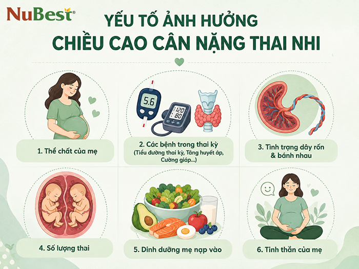 Yếu tố ảnh hưởng chiều cao cân nặng thai nhi.
